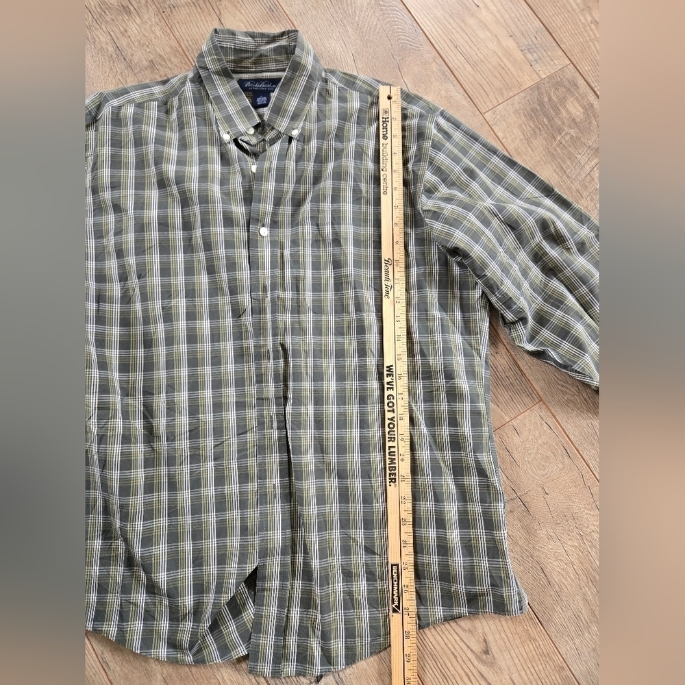 Brooks Brothers Men's Large 💯 Cotton Green Plaid Button Down Shirt - Picture 6 of 9
